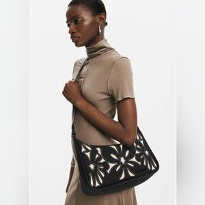 NWOT DESIGUAL Cut-Out Cross-Body Bag With Detachable Pouch.